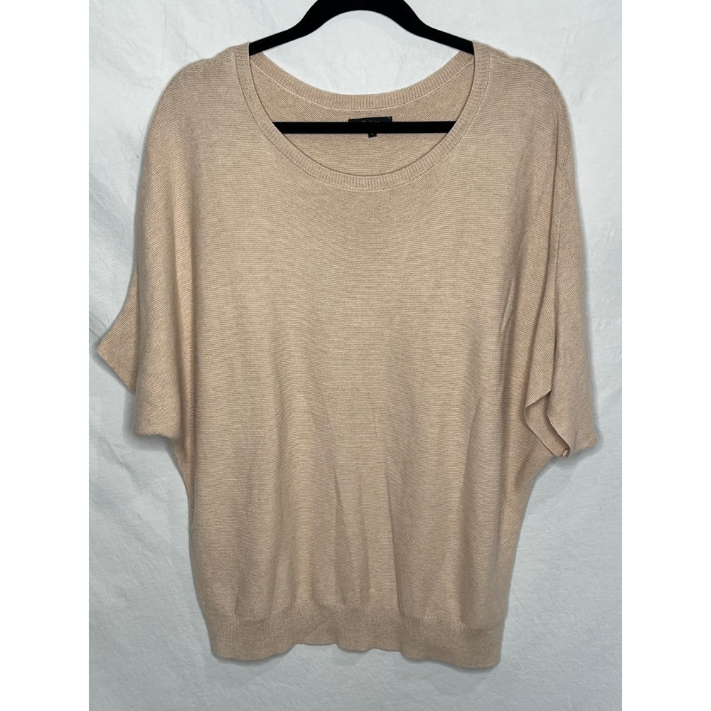 Quince Women's Lightweight Cotton Cashmere Link-Stitch Dolman Sweater Sz L